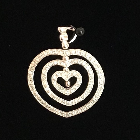 Silver and Crystal Spinning Hearts Pendant - Picture 1 of 5